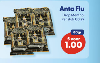 5 Zakjes Anta Flu Kerst Drop Menthol voor €1 bij Die grenze