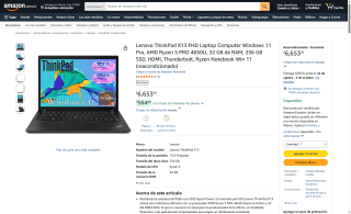 Laptop Lenovo ThinkPad X13 FHD 13.3 4650U por $6,654 | Amazon
