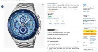 Reloj Casio Edifice EFR-539DE por $2,681 en Amazon