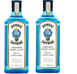 2 Botellas de Bombay Sapphire 1L por 29.93€