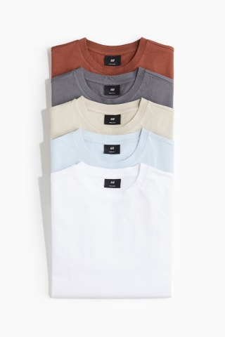 Lot de 5 t-shirts Regular Fit 100% coton (XS–S) pour 15,99€ chez H&M