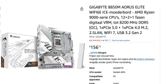 Gigabyte B850M AORUS ELITE WIFI6E ICE voor €156,73 bij Amazon