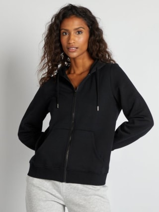 Sweat zippé à capuche - noir à 8,45€