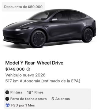 Tesla Model Y por $749,000 en Tesla