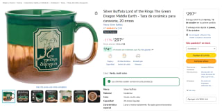 Taza Silver Buffalo Lord of the Rings The Green Dragon por $298 en Amazon