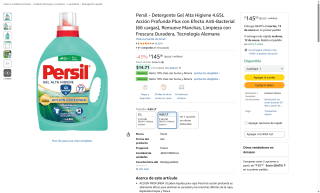 El Persil Detergente Gel 4.65L Anti-Bacterial por $145 | Amazon