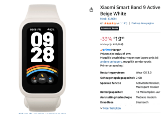 Xiaomi Smart Band 9 Active voor €19,99 bij Amazon