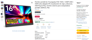 Monitor Portátil YPI 16" por $863 | Oferta Amazon