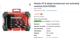 Metabo Houtborencassette promo 8 delig voor €4,97 bij Amazon