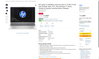 Laptop HP 15-fd2360la Touch FHD por $11,999 | Oferta Amazon