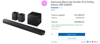 Barra de Sonido Samsung HW-Q930F 9.1.4 por $8,999 | Oferta Costco
