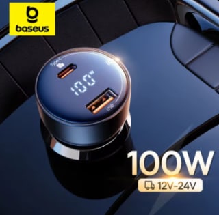 Baseus-cargador de coche PD 100W, carga rápida por 19,39€