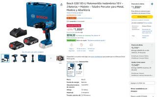 Bosch Rotomartillo Inalámbrico 18 V + 103 Puntas por $2,013 | Amazon