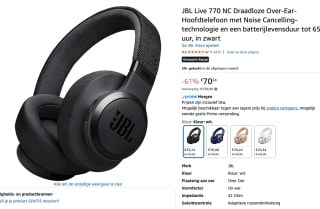 JBL Live 770 NC Draadloze Over-Ear-Hoofdtelefoon voor €70,24 bij Amazon