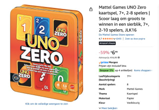 UNO Zero Card Game in Storage & Travel Tin voor €6,99 bij Amazon