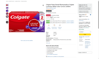 Colgate Luminous White Color Correct 2x90ml por $54 | Amazon
