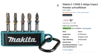 Makita E-13568 Slagschroevendraaier bitset 5-dlg voor €8,02 bij Amazon