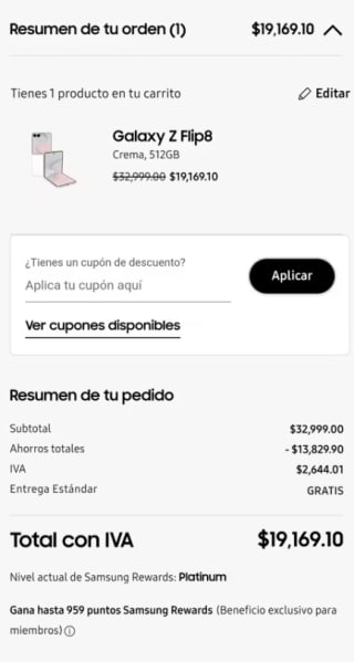 Samsung Galaxy Z Flip8 512GB por $19,169
