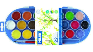 Estuche Milan 22 pastillas acuarelas Ø30 mm con 1 pincel por 3.48€