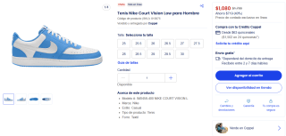 Tenis Nike Court Vision Low para Hombre por $1,080 en Coppel