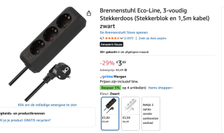 Brennenstuhl Eco-Line Stekkerdoos 3 voudig voor €3,89 bij Amazon