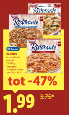 Alle Dr. Oetker Ristorante Pizza's voor €1,99 bij de Lidl