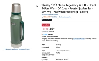 Stanley Classic Legendary Thermoskan 1L voor €39,29 bij Amazon