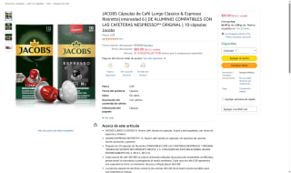 JACOBS 20 Cápsulas Aluminio 10 Lungo 10 Espresso por $85 | Amazon