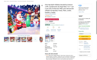 Decoración Inflable Navideña 2.4m LED por $899 | Amazon