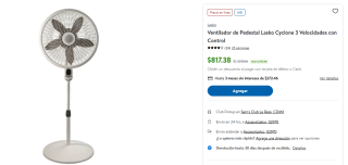 Ventilador de Pedestal Lasko Cyclone 3 Vel por $817 | Sam's Club
