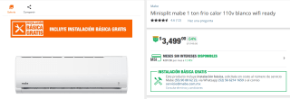 Minisplit Mabe 1 Ton Frio Calor 110V por $3,499 | Home Depot