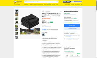Malla Sombra 20m x 4.5m por $195 | Ahorro Mercado Libre