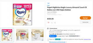 Papel Higiénico Regio Luxury Almond Touch 18 Rollos por $83 | Chedraui