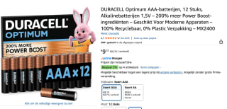 Duracell Batterij Optimum AAA Alkaline 12 Stuks voor €9,13 bij Amazon