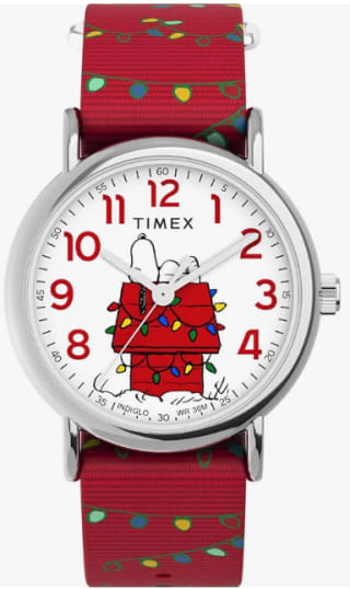 Timex Peanuts - Reloj para Mujer de 38 mm, Correa Deslizante en Tela roja, 60.93€