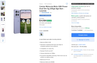 Motorola Moto G86 Power 5G 256GB por $3,312 | Mercado Libre (MP)