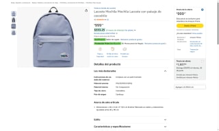 Mochila Lacoste Paisaje Cocodrilo por $999 | Amazon (Prime)