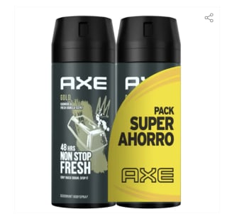 2 Axe Desodorante Gold Spray por 3.16€
