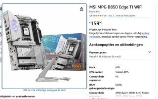 MSI MPG B850 Edge TI WiFi voor €159,90 bij Amazon