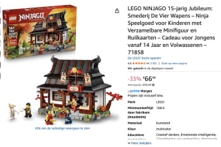 LEGO NINJAGO Smederij De Vier Wapens voor €66,99 bij Amazon