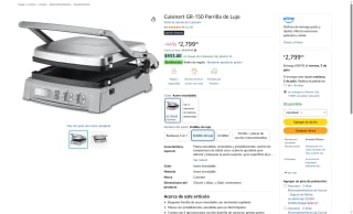 Cuisinart GR-150 Parrilla Eléctrica por $2,799 | Oferta Amazon