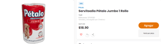 Servitoalla Pétalo Jumbo 1 Rollo por $19 | Oferta Chedraui