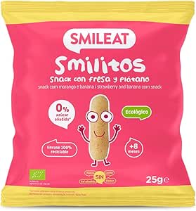 3 bolsas Smileat Smilitos Snack Sabor a Fresa y Plátano 25g por 2.02€