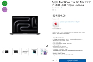 MacBook Pro 14" M5 16GB 512GB por $34,499 | Costco (TDC Banamex)