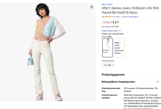 ONLY Bootcut Jeans in Ecru voor €11,99 bij AMazon