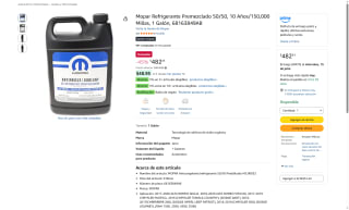 Refrigerante Mopar 50/50 Premezclado por $482 | Oferta Amazon