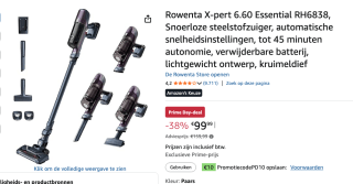Rowenta X-Pert 6.60 RH6838 - Steelstofzuiger draadlooos voor €89,99