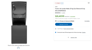 Centro de Lavado Mabe 23 kg Gas MCL2340PSDG0 por $20,458 en Sam's Club