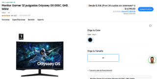 Monitor Gamer 32" Odyssey G5 165Hz por $3,604