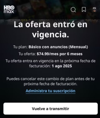 HBO Max Básico por $74 por mes | 6 meses